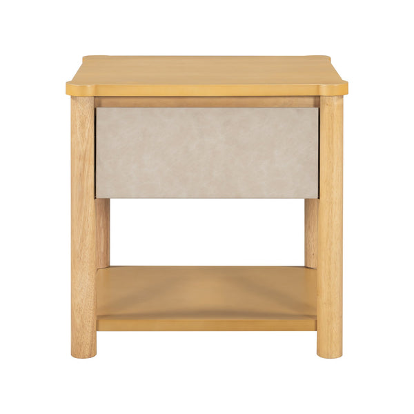 English Elm Christopher Knight Home® - Wood Nightstand with Drawer Set of 2 — Modern Farmhouse Bedside Tables, Open Shelf Storage, Durable Design Natural+Beige N770P345998N