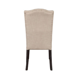 English Elm Set Of 2 Linen Upholstered Dining Chairs With Supportive Tufted Backs In Beige & Weathered Finish B016P314623-GIGA