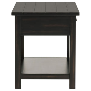 English Elm Castleton Rustic Pine End Table with Drawer and Open Shelf for Farmhouse Living B062P451650