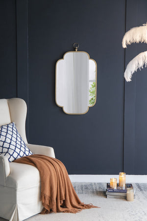 English Elm 19.7" Adaline Champagne Gold Wall Mirror 19.7" Regal Lantern-Style Hanger Notched Corners 36" W2078P288177