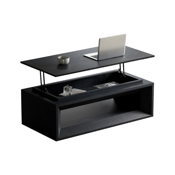 English Elm 43.3'' Wood Veneer Lift Top Coffee Table with Hidden Storage for Living Room Black W1435P453256
