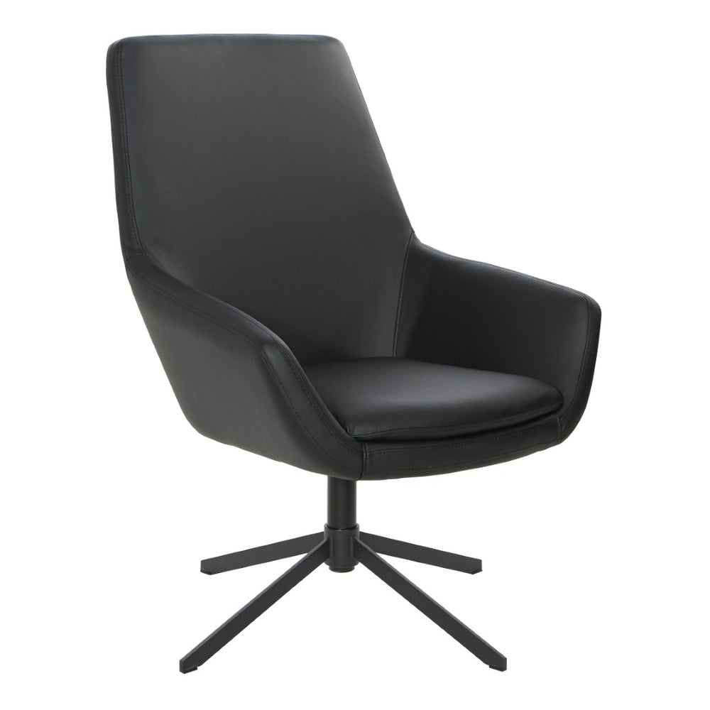 OSP Home Furnishings Modern Scoop Office Chair Faux Leather Padded Seat Swivel Base for Home Workspace FL80228B-U6