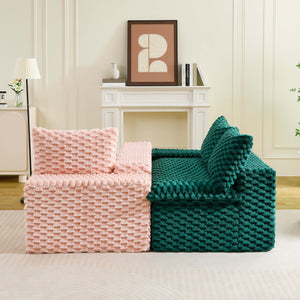 English Elm Luxury Color-Block Turtle Velvet Multifunctional Sofa - Cozy Modular Design For Stylish Living Spaces W3371S00054