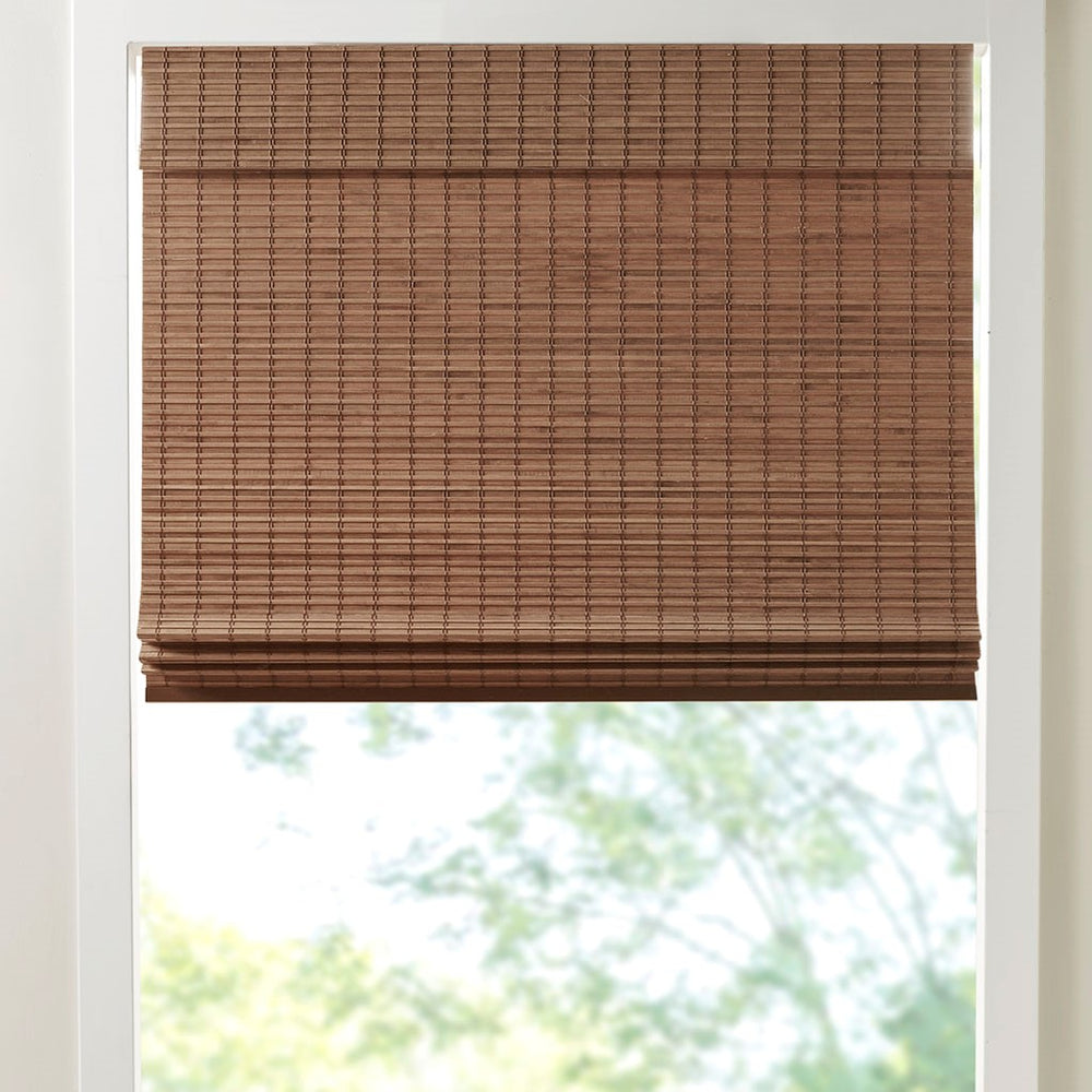 English Elm Bamboo Light-Filtering Roman Shade 35x64" — Eco-Friendly 100% Woven Bamboo, Cordless Lift, Privacy B035129700
