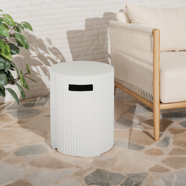 English Elm Christopher Knight Home® - 16x20 Travertine-Style MGO Tank Holder Side Table — Lightweight Concrete, Durable Outdoor Accent White N772P293120W