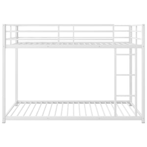 English Elm Twin Over Twin Metal Bunk Bed Low Profile with Full Guardrail Ladder Quiet Steel Frame Sturdy Support White MF285535AAK
