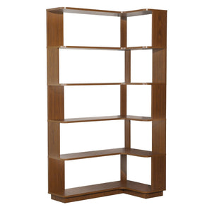 English Elm 90cm L-shaped Corner Bookcase Five Tier Mdf Open Shelving for Living Room W2899P444150