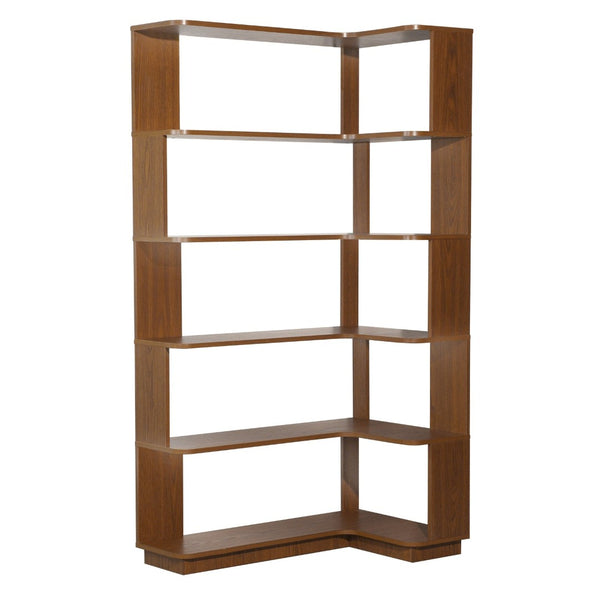English Elm 90cm L-shaped Corner Bookcase Five Tier Mdf Open Shelving for Living Room W2899P444150