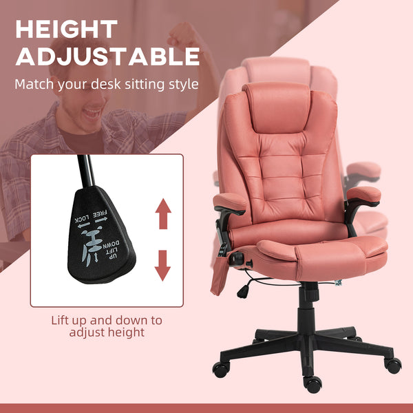 English Elm HOMCOM Executive Massage Office Chair with 6-Point Vibration, Lumbar Heat, Recline & Remote Control Red W2225P229772