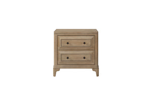 English Elm Queen Sand Canopy Bedroom Set with USB Nightstand, Cedar/Felt Drawers, Metal Accents & Mirror B2699S00058
