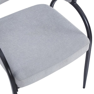English Elm Upholstered Gray Fabric Dining Chair Set of Two with Sleek Metal Legs Modern Style N768P184752L