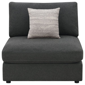 English Elm Duncan Modular Armless Chair in Charcoal Muslin Fabric with Removable Back Cushion, Cozy Modern Seating B062P357799