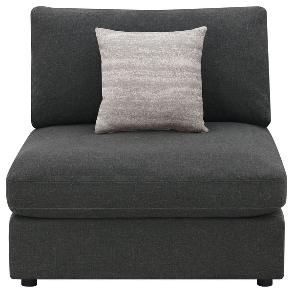 English Elm Duncan Modular Armless Chair in Charcoal Muslin Fabric with Removable Back Cushion, Cozy Modern Seating B062P357799