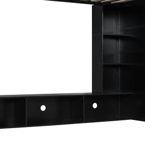 English Elm Twin Gaming Loft Bed with Desk Rgb Lighting and Multi-tier Shelves for Teen Rooms Green LT000160AAG