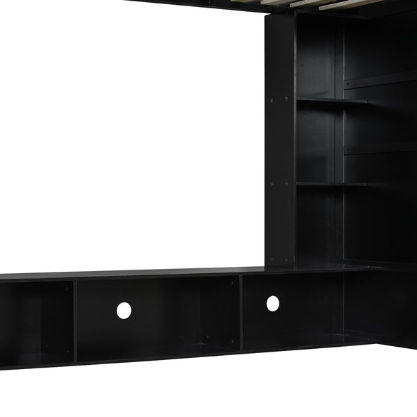 English Elm Twin Gaming Loft Bed with Desk Rgb Lighting and Multi-tier Shelves for Teen Rooms Green LT000160AAG