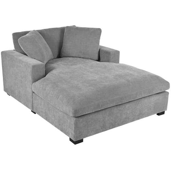 English Elm Mirod Oversized Chaise Lounge with Birch Legs Pillow Back Polyester Upholstered Seating Gray N760P196662E