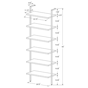 English Elm Christy 96" Walnut Six-Shelf Open-Back Wall Bookshelf — Modern Minimalist Storage for Books & Decor B062P299813