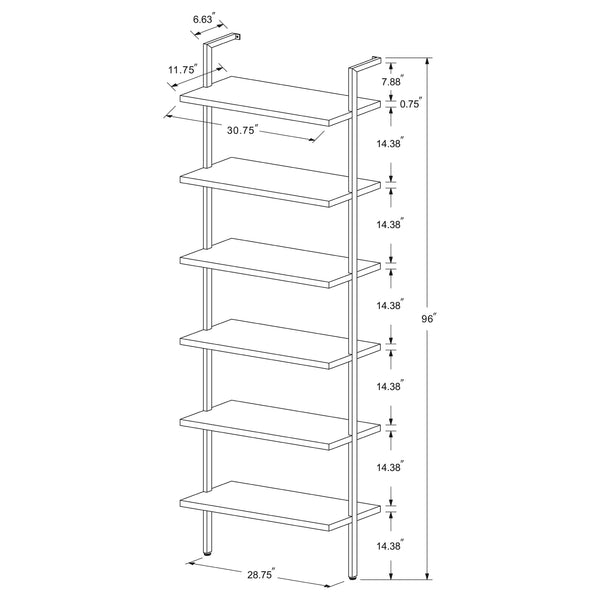 English Elm Christy 96" Walnut Six-Shelf Open-Back Wall Bookshelf — Modern Minimalist Storage for Books & Decor B062P299813