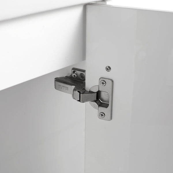 English Elm 18'' Floating Wall-Mounted Bathroom Vanity with Ceramic Sink, Soft-Close Door & Space-Saving Design Glossy White W999P236348