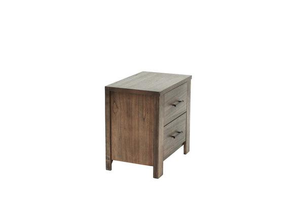 English Elm Oak Modern 1pc Nightstand with Two Soft-Close Drawers, Oak Veneer Bedside Storage Table 26x17x25" B011P244397