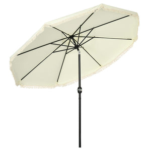 English Elm Outsunny 9Ft Cream White Patio Umbrella With Tilt, Ruffled Canopy, And Durable Steel Frame For Outdoor Fun W2225P200478-GIGA