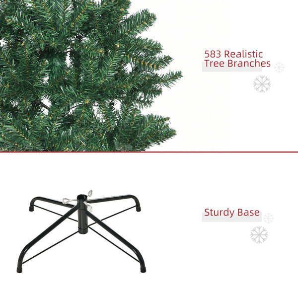 English Elm Homcom 6' Slim Fir Christmas Tree - Realistic Branches, Space-Saving Design, Easy Setup & Storage W2225P249625