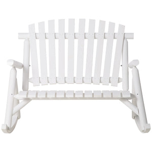English Elm Outsunny Double Adirondack Rocking Chair For Two - Rustic White Wooden Seat For Patio & Garden Relaxation W2225P229739-GIGA