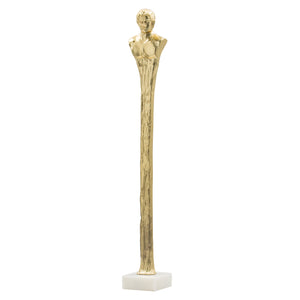 English Elm 5.5X5.5X32" Elegant Gold Roman Statue On White Marble Base - Timeless Decor For Modern Spaces W2078P172357