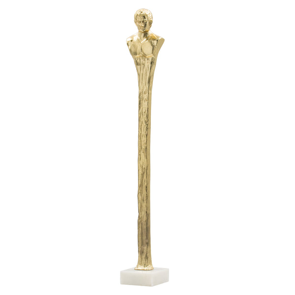 English Elm 5.5X5.5X32" Elegant Gold Roman Statue On White Marble Base - Timeless Decor For Modern Spaces W2078P172357