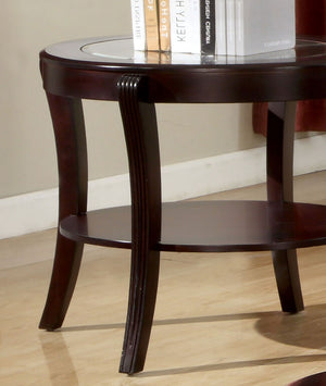 English Elm Contemporary Oval End Table with Beveled Glass Top and Solid Wood Open Shelf for Stylish Living Espresso 32 L x 28 W x 5 H B011P357280