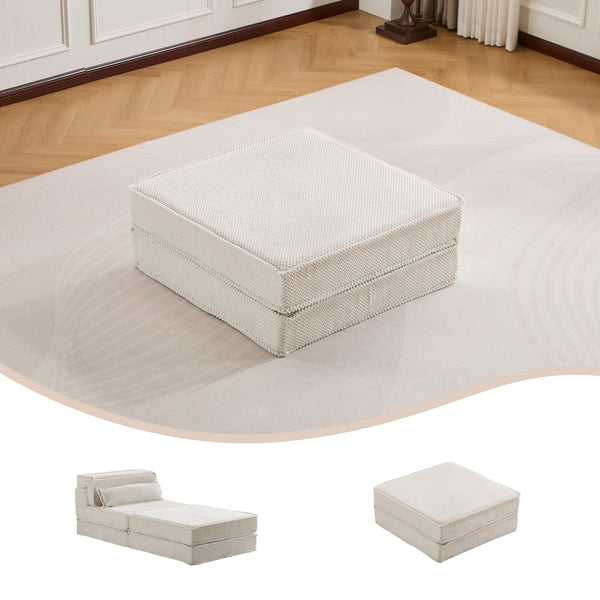 English Elm Compression Mahjong Sofa Convertible Floor Bed Modular Boneless Sectional with Ottoman, White Circle Fleece Comfort and Memory Foam Support W3723P377149