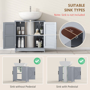 English Elm Bathroom Under Sink Cabinet Dark Green Mdf with Double Doors and Adjustable Shelf T3971P401676