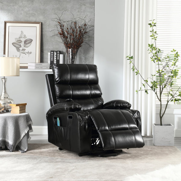 English Elm 21"seat Large Electric Power Lift Recliner Chair with 8-Point Vibration Massage, Lumbar Heat, Remote Control Black 29.52 L x 26.77 W x 20.47 H W2297P264017