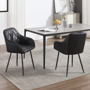 English Elm Dining Chairs Set Of 2 - Stylish Upholstered Faux Leather Armchairs For Comfort & Versatile Use W3112P262560