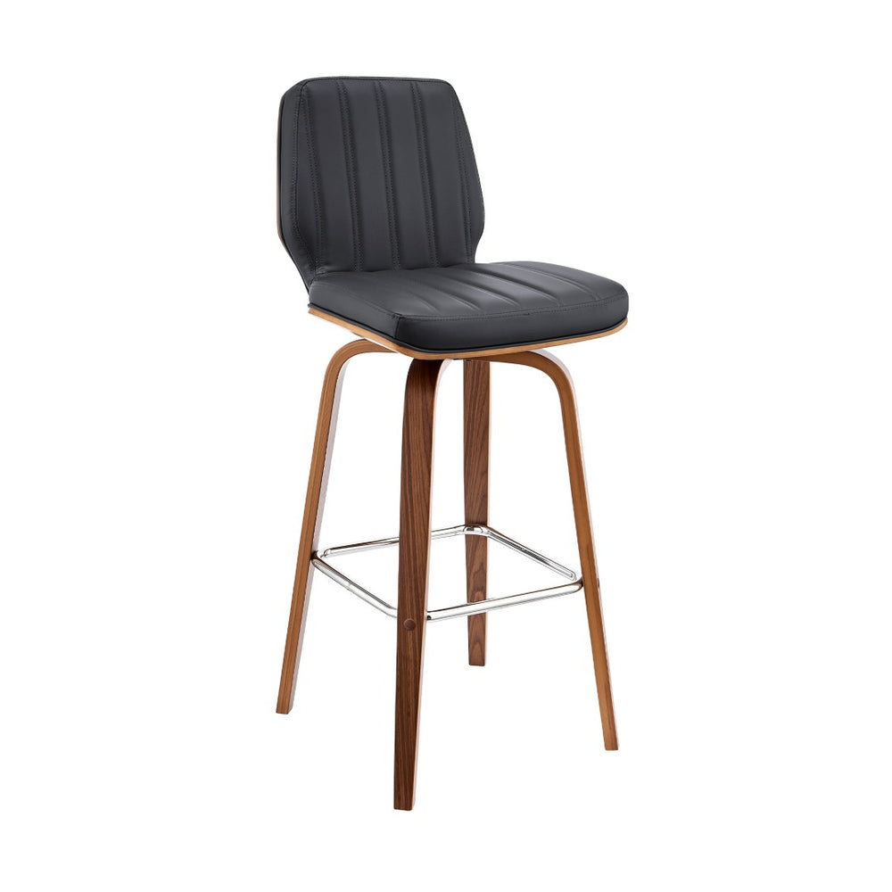 English Elm Quorin 30" Swivel Bar Stool In Gray Faux Leather & Walnut Wood - Modern Comfort & Style B2736P268614-GIGA