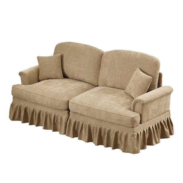 English Elm Elegant Mid Century Two-Seater Sofa Couch With Flared Arms, Removable Skirts & Premium Chenille W3041S00241