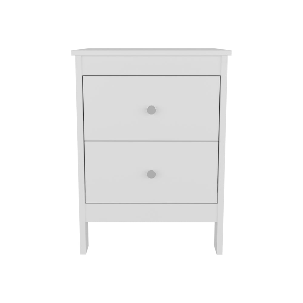 English Elm Newcastle Modern Nightstand White – Two Drawers & Open Shelf, Smooth-Glide Storage for Small Spaces B070P337100