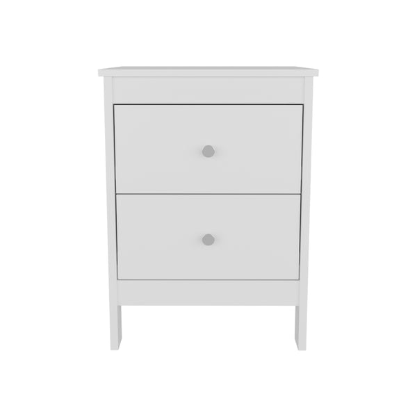 English Elm Newcastle Modern Nightstand White – Two Drawers & Open Shelf, Smooth-Glide Storage for Small Spaces B070P337100