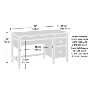 English Elm Desk, Versatile Brown Oak Finish For Home Office With Spacious Surface And Organized Storage Solutions B356P367780