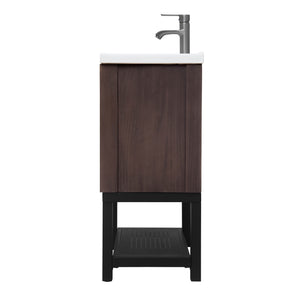 English Elm 24" Bathroom Vanity with Smooth White Ceramic Sink, Durable Metal Hinges, Adjustable Feet, Sleek Faucet & Open Iron Shelf Walnut W688P224404
