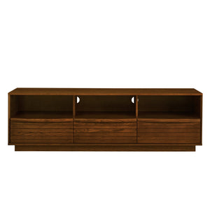 English Elm 63" Mid-Century Modern TV Stand for TVs up to 75" - Walnut Louver Media Console with Solid Wood Drawers, Outlet Holes, Spacious Storage and Durable P2 MDF Finish W1801P288509