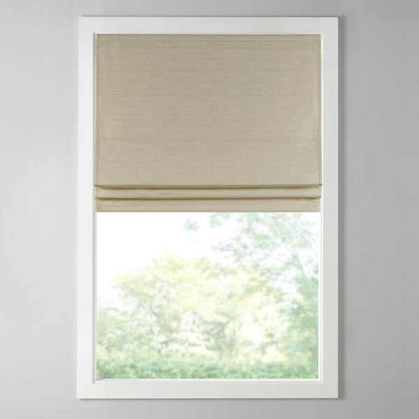 English Elm Printed Faux Silk Room Darkening Cordless Roman Shade with Thermal Foam Backing and OEKO‑TEX Safety taupe 5.05 L x 11.42 W x 7.48 H B03598311