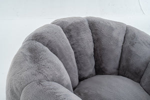 English Elm Adult Floral Petal Faux Fur Bean Bag Chair Sculptural Foam Seating for Any Room W2012P399197