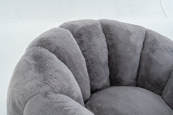 English Elm Adult Floral Petal Faux Fur Bean Bag Chair Sculptural Foam Seating for Any Room W2012P399197