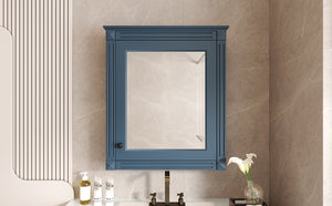 English Elm 24'' 24'' Wall Mounted Bathroom Mirror Cabinet with Adjustable Shelves, Space-Saving Modern Storage Solution Blue N710P195492C