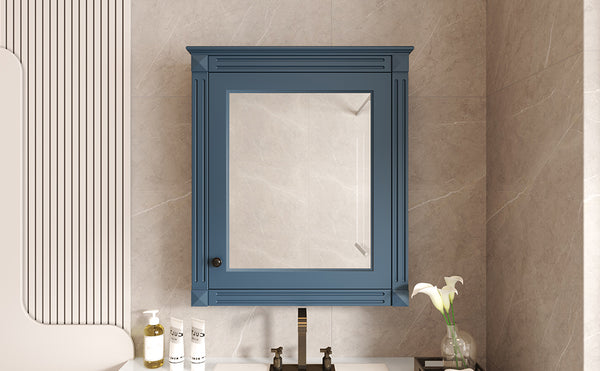 English Elm 24'' 24'' Wall Mounted Bathroom Mirror Cabinet with Adjustable Shelves, Space-Saving Modern Storage Solution Blue N710P195492C