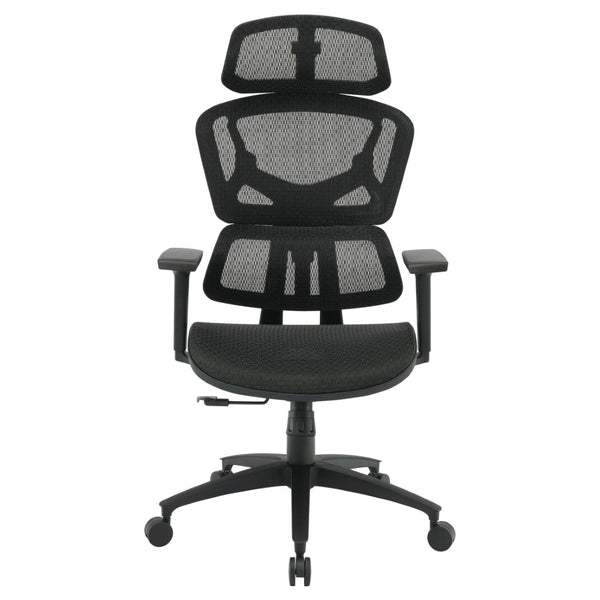 OSP Home Furnishings Mesh Back Ergonomic Manager Chair with Lumbar Support Headrest and Adjustable Armrests EMM98958HR-3