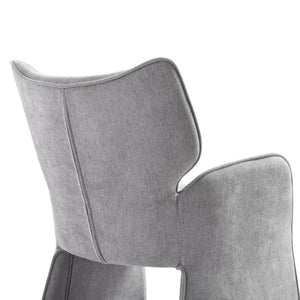 English Elm Alicia Sculptural Wraparound Upholstered Dining Chair with Curved Sled Base for Modern Rooms Gray B2736P464806