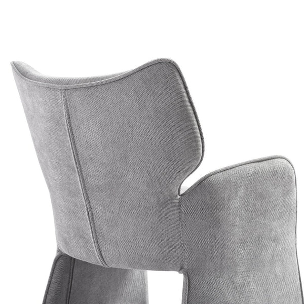 English Elm Alicia Sculptural Wraparound Upholstered Dining Chair with Curved Sled Base for Modern Rooms Gray B2736P464806