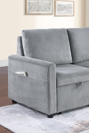 English Elm Oswin 45" Gray Corduroy Loveseat with Underseat Storage, Plush Cushions, Compact Stylish Seating B061S00885